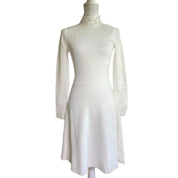 Eliza J Long Sleeve Pearl Fit & Flare Sweater Dress - Picture 5 of 8